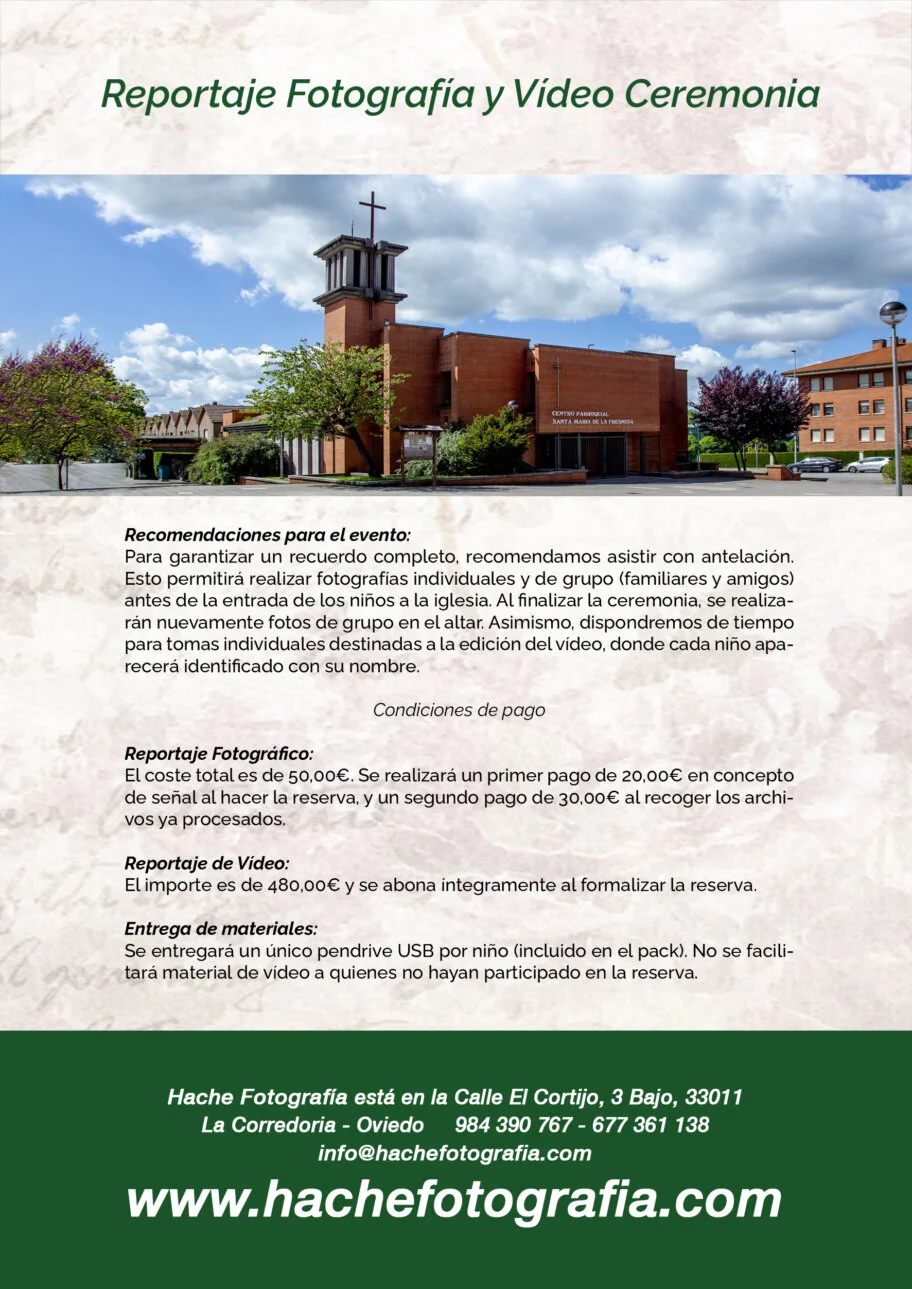Reportaje fotógrafo en Iglesia primera comunión